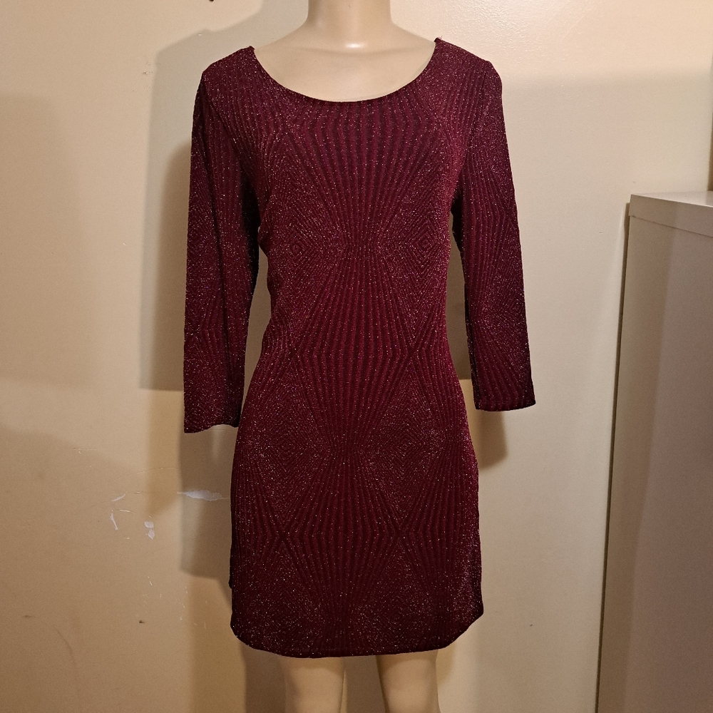 ✅️2 X $12 💗💗💗 red and silver metallic short party dress L